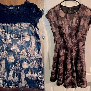 TED BAKER bundle: chandelier skater dress and chandelier lace top size 2